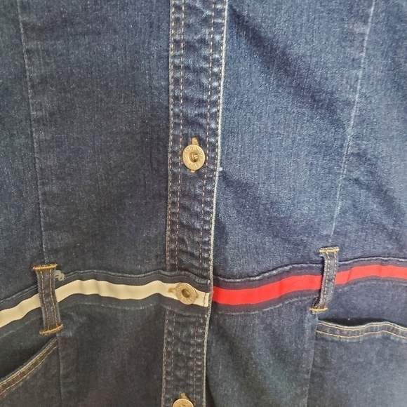 Tommy Hilfiger Dress Vtg Y2k 90's Denim Red Wht Blu Patriotic July 4th Women (L) - Picture 5 of 11